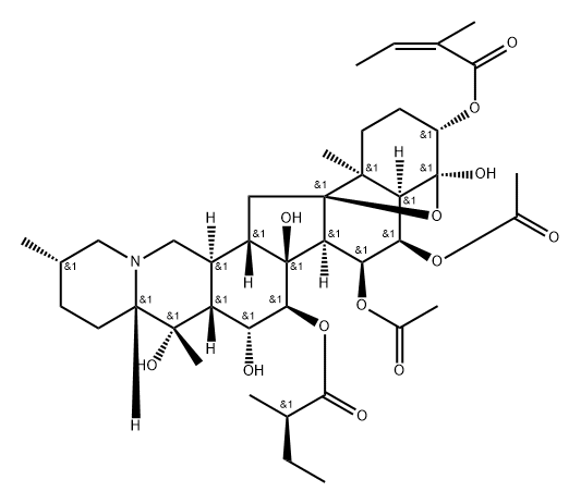 6α,7α-Diacetoxy-4α,9-epoxy-15α-[(R)-2-methyl-1-oxobutoxy]-3β-[[(Z)-2-methyl-1-oxo-2-butenyl]oxy]cevane-4,14,16β,20-tetrol