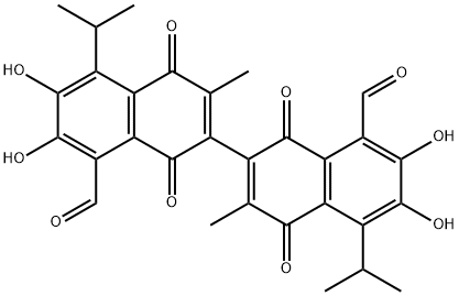 6,6′,7,7′-四羟基-5,5′-二异丙基-3,3′-二甲基-(2,2′-联萘)-1,1′,4,4′-四酮-8,8′-二甲醛