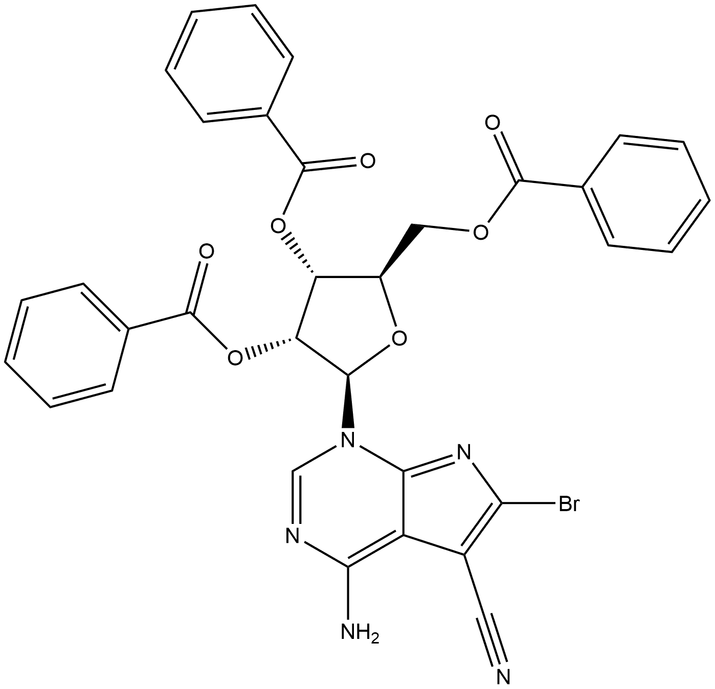 4-Amino-6-bromo-5-cyano-1-(2,3,5-tri-O-benzoyl-beta-D-ribofuranosyl)-7H-pyrrolo[2.3-d]pyrimidine