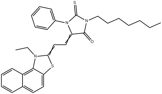 5-[(1-ethylnaphtho[1,2-d]thiazol-2(1H)-ylidene)ethylidene]-3-heptyl-1-phenyl-2-thioxoimidazolidin-4-one