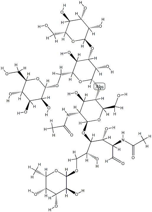 O-6-脱氧-ALPHA-L-吡喃半乳糖基-(1-6)-O-[O-ALPHA-D-甘露糖基-(1-3)-O-[ALPHA-D-甘露糖基-(1-6)]-O-BETA-D-甘露糖基-(1-4)-2-(乙酰氨基)-2-脱氧-BETA-D-吡喃葡萄糖基-(1-4)]-2-(乙酰氨基)-2-脱氧-D-葡萄糖