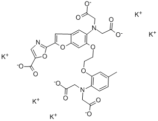 2-[6-[双(羧甲基)氨基]-5-[2-[2-[双(羧甲基)氨基]-5-甲基苯氧基]乙氧基]-2-苯并呋喃基]-5-恶唑羧酸五钾盐