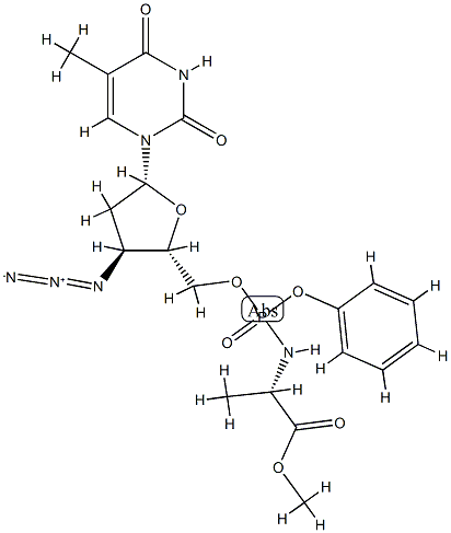 3'-azidothymidine-5'-(phenylmethoxyalanyl)phosphate