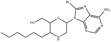 9-(3'-aza-4'-hexyl-1',2',3',4'-tetradeoxyhexopyranos-1'-yl)-8-bromoadenine
