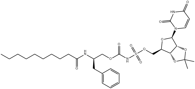 5'-O-(((2-decanoyl-amino-3-hydroxy-3-phenylpropyloxycarbonyl)amino)sulfonyl)-2',3'-O-isopropylideneuridine