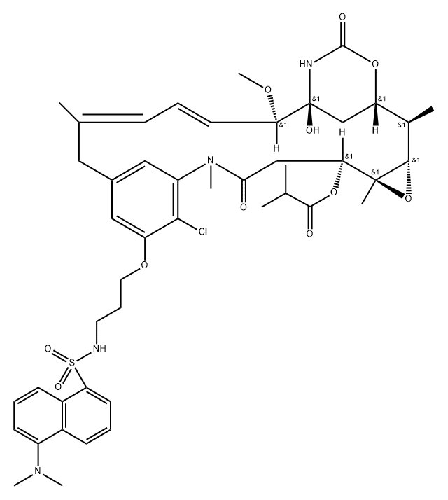 20-demethoxy-20-(3-(((5-dimethylamino)naphthalen-1-yl)sulfonyl)amino)propylmaytansinol-3-isobutyrate