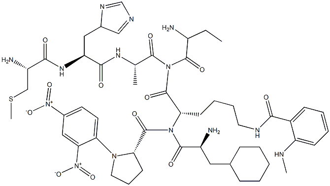 DNP-PRO-BETA-CYCLOHEXYL-ALA-ABU-CYS(ME)-HIS-ALA-LYS(N-ME-ABZ)-NH2