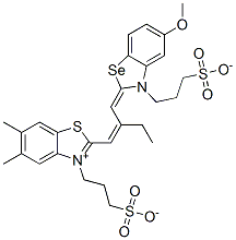 hydrogen-2-[2-[[5-methoxy-3-(3-sulphonatopropyl)-3H-benzoselenazol-2-ylidene]methyl]but-1-enyl]-5,6-dimethyl-3-(3-sulphonatopropyl)benzothiazolium