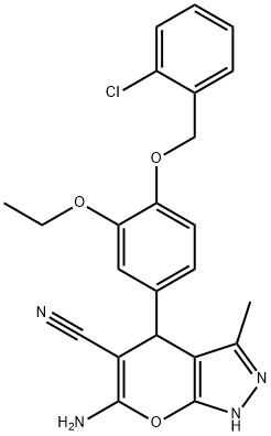 6-amino-4-{4-[(2-chlorobenzyl)oxy]-3-ethoxyphenyl}-3-methyl-1,4-dihydropyrano[2,3-c]pyrazole-5-carbonitrile