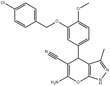 6-amino-4-{3-[(4-chlorobenzyl)oxy]-4-methoxyphenyl}-3-methyl-1,4-dihydropyrano[2,3-c]pyrazole-5-carbonitrile