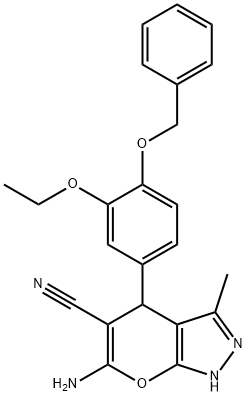 6-amino-4-[4-(benzyloxy)-3-ethoxyphenyl]-3-methyl-1,4-dihydropyrano[2,3-c]pyrazole-5-carbonitrile