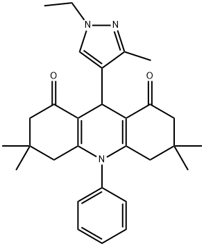 9-(1-ethyl-3-methyl-1H-pyrazol-4-yl)-3,3,6,6-tetramethyl-10-phenyl-3,4,6,7,9,10-hexahydro-1,8(2H,5H)-acridinedione