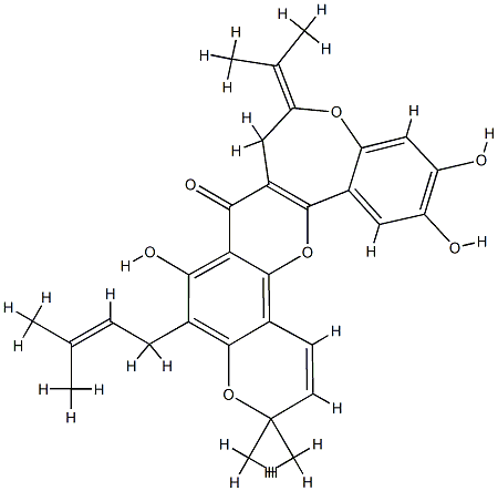 8,9-Dihydro-6,12,13-trihydroxy-3,3-dimethyl-5-(3-methyl-2-butenyl)-9-(1-methylethylidene)-3H,7H-pyrano[2',3':7,8][1]benzopyrano[3,2-d][1]benzoxepin-7-one