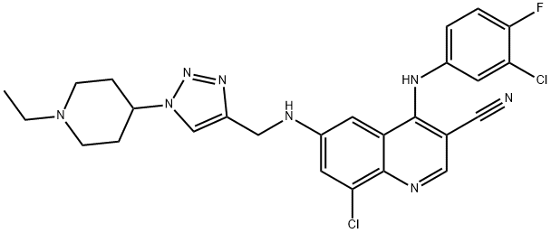 8-氯-4-[(3-氯-4-氟苯基)氨基]-6-[[[1-(1-乙基-4-哌啶)-1H-1,2,3-三唑-4-基]甲基]氨基]-3-喹啉甲腈