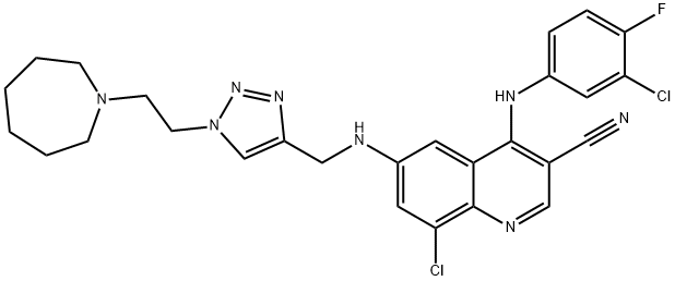 8-C氯-4-[(3-氯-4-氟苯基)氨基]-6-[[[1-[2-(六氢-1H-氮杂-1-基)乙基]-1H-1,2,3-三唑-4-基]甲基]氨基]-3-喹啉甲腈