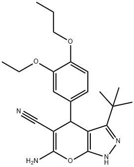 6-amino-3-(1,1-dimethylethyl)-4-[3-(ethyloxy)-4-(propyloxy)phenyl]-1,4-dihydropyrano[2,3-c]pyrazole-5-carbonitrile