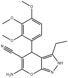 6-amino-3-ethyl-4-[2,3,4-tris(methyloxy)phenyl]-2,4-dihydropyrano[2,3-c]pyrazole-5-carbonitrile