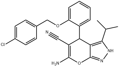 6-amino-4-(2-{[(4-chlorophenyl)methyl]oxy}phenyl)-3-(1-methylethyl)-2,4-dihydropyrano[2,3-c]pyrazole-5-carbonitrile