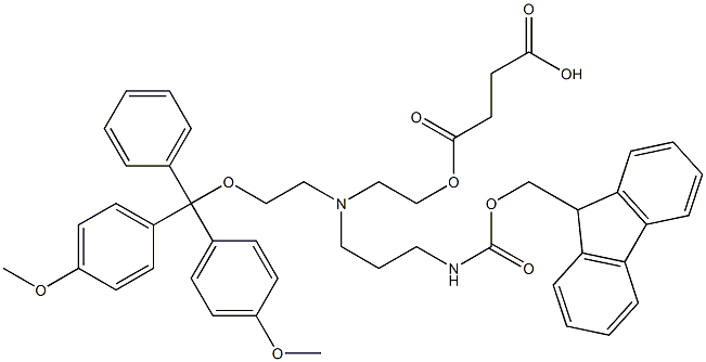 N-(N-((9-fluorenylmethoxy)carbonyl)-3-aminoprop-1-yl)-N-(O-(4,4'-dimethoxytrityl)-2-oxyethyl)-N-(O-(3-carboxylpropionyl)-2-oxyethyl)amine