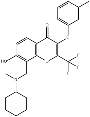 8-{[cyclohexyl(methyl)amino]methyl}-7-hydroxy-3-(3-methylphenoxy)-2-(trifluoromethyl)-4H-chromen-4-one