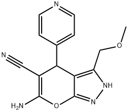 6-amino-3-(methoxymethyl)-4-(4-pyridinyl)-1,4-dihydropyrano[2,3-c]pyrazole-5-carbonitrile