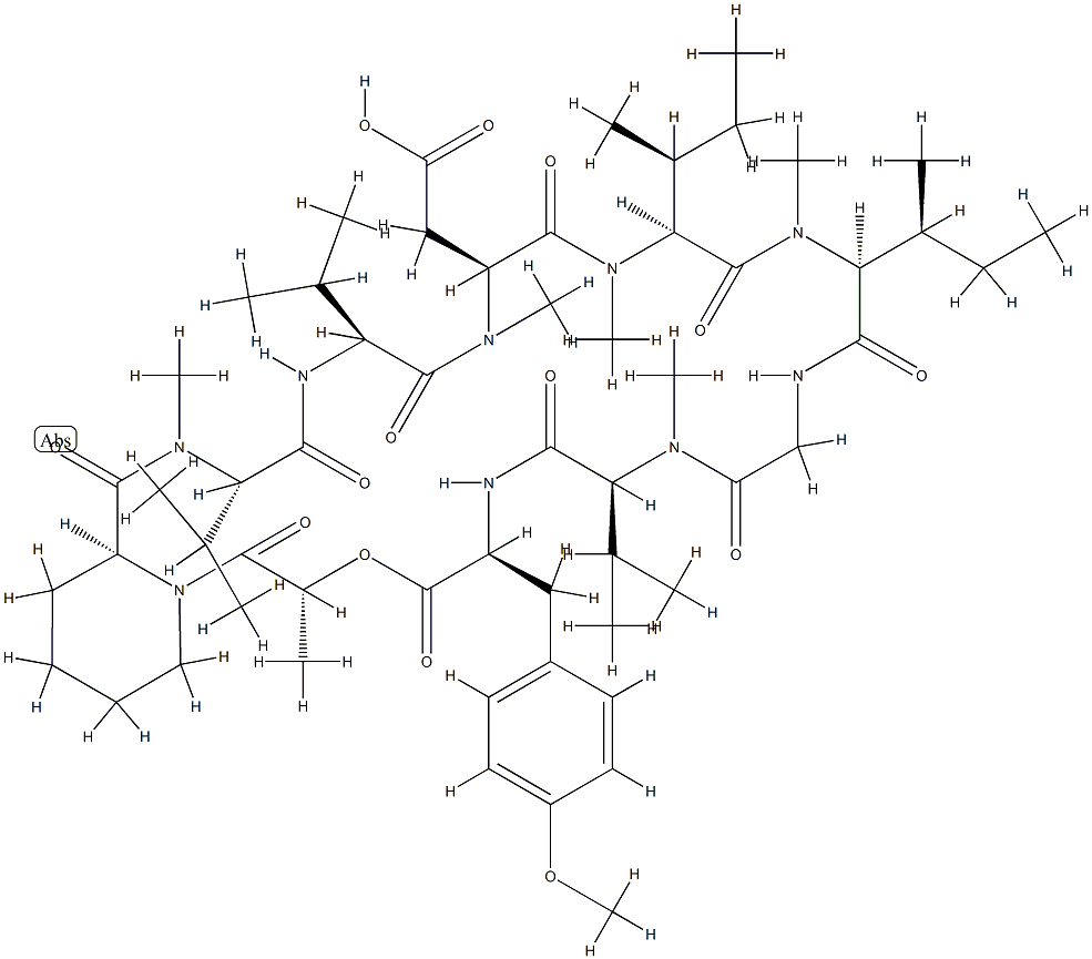 Cyclo(-gly-meval-tyr(Me)-lac-pip-meval-val-measp-meile-meile-)