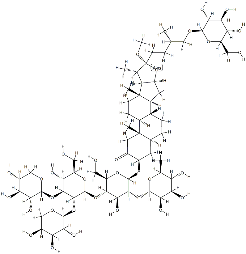 3-hydroxy-22-methoxy-26-glucopyranosyloxy-furostan-2-one-3-O-(O-rhamnopyranosyl-(1-2)-O-(O-arabinopyranosyl-(1-2)-O-(xylopyranosyl-(1-3))-glucopyranosyl-(1-4))galactopyranoside)