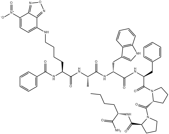 N-alpha-benzoyl-(epsilon-(7-nitrobenz-2-oxa-1,3-diazol-4-yl))lysyl-alanyl-tryptophyl-phenylalanyl-prolyl-prolyl-norleucinamide