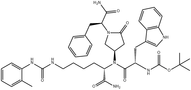 4-((1,1-dimethylethoxy)carbonyl)-tryptophyl-lysyl(2-tolylaminocarbonyl)amino-1-(benzylcarbamoylmethyl)pyrrolidin-2-one