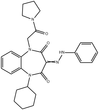 1-环己基-5-(2-氧亚基-2-(吡咯烷-1-基)乙基)-3-(2-苯基亚肼基)-1H-苯并[B][1,4]二氮杂卓-2,4(3H,5H)-二酮