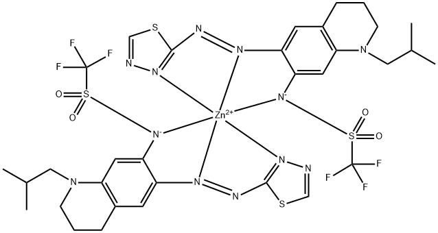 双[1,1,1-三氟-N-[1,2,3,4-四氢-1-(2-甲基丙基)-6-[(1,3,4-噻二唑-2-基-N3)偶氮-N1]-7-异喹啉基]甲磺酰胺根合-N]锌